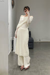 SWAYING/KNIT water-soluble wool lapel dress (with petticoat) SW23AW2L07 white PS66
